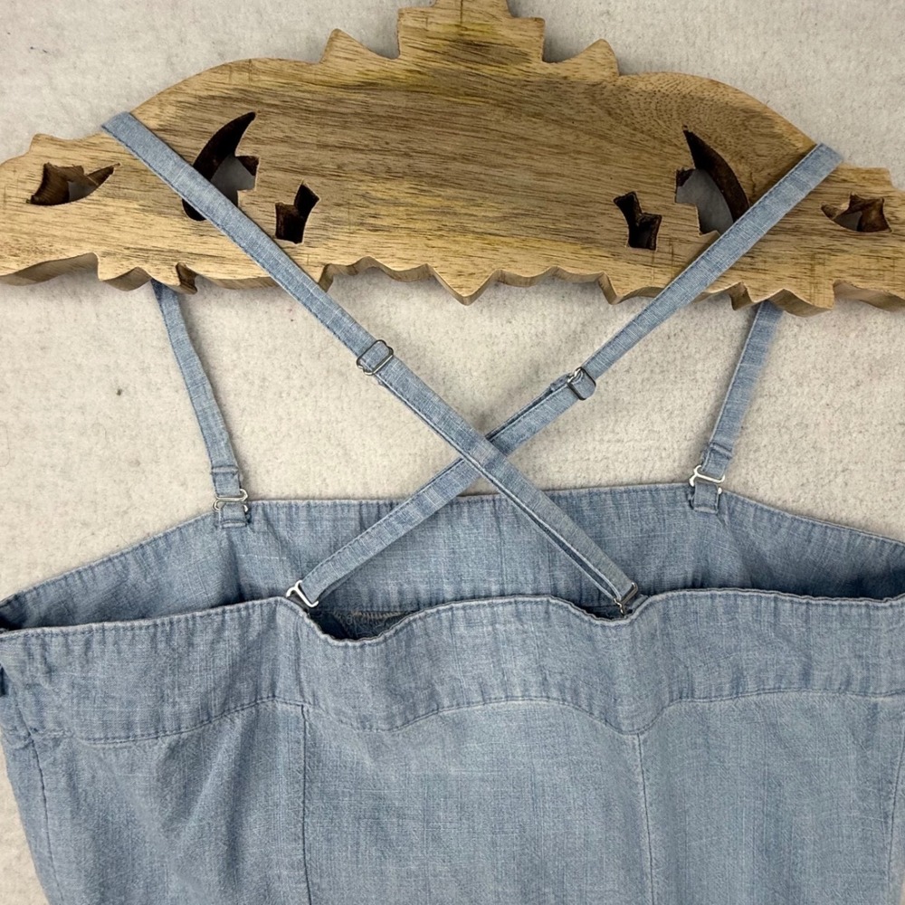 Merona Denim Embroider Sundress Size 8 Spaghetti Strap strapless retro 90s Y2K - Picture 14 of 14